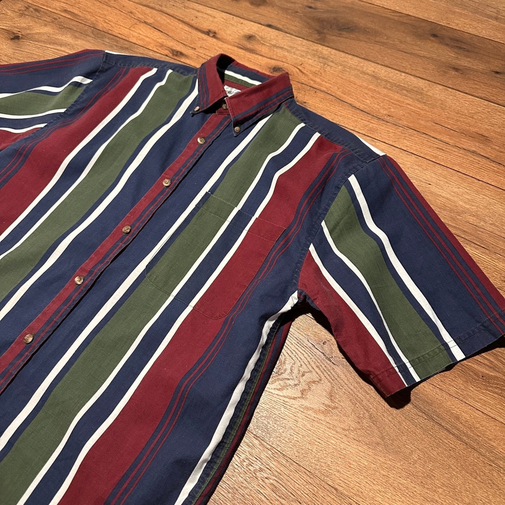 Vintage World Island Multicolor Striped Button Down Mens M